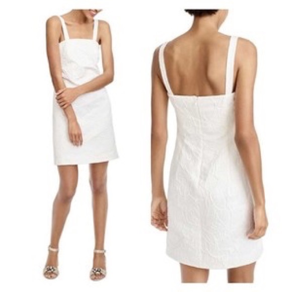 JCREW Party White Embossed Floral Dress 8 - Picture 4 of 15